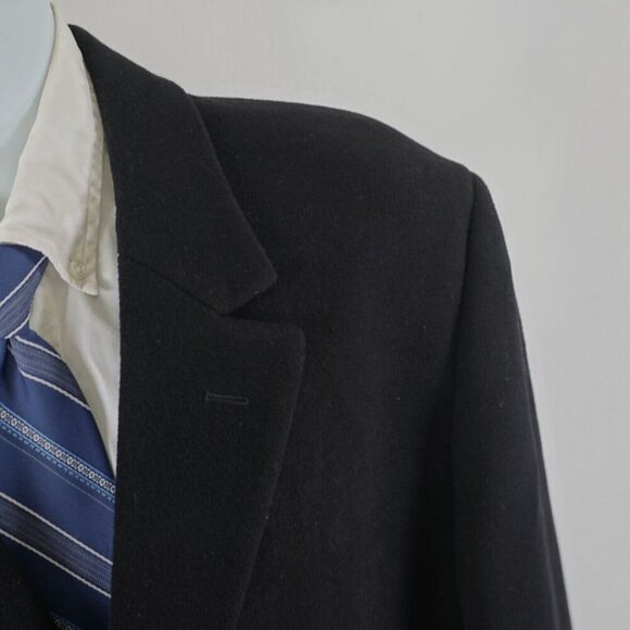 Calvin Klein Wool Cashmere Black 3 Button Overcoat 48R - Picture 2 of 12
